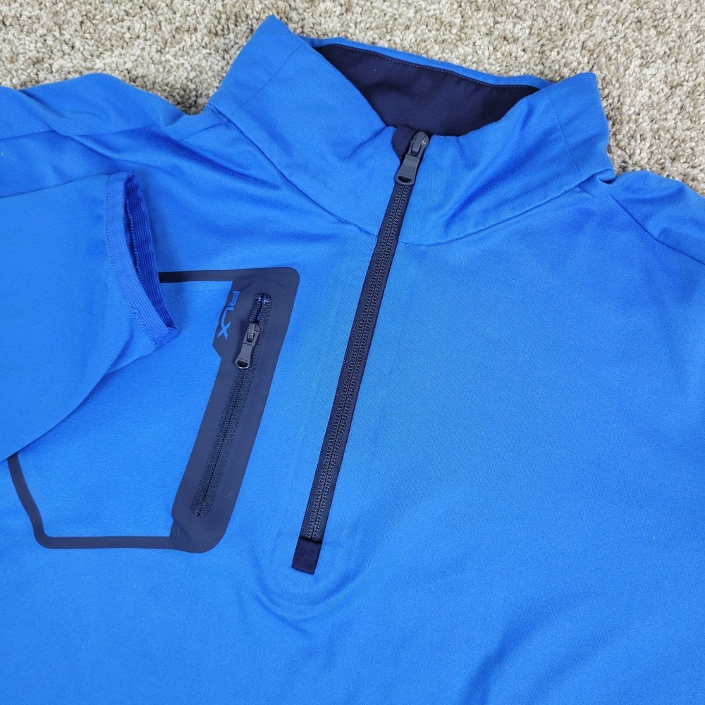 RLX Ralph Lauren Mens XL Solid Blue Performance Stretch Golf Quarter Zip